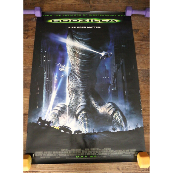 VINTAGE Godzilla 1998 Original Movie Poster 27x40 Rolled Double Sided Mirror - Picture 1 of 4